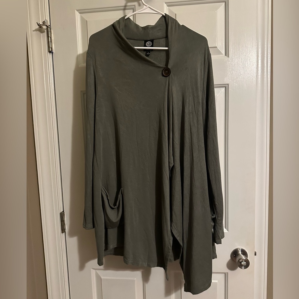 Bobeau Kimono Wrap Sweater Olive Green size Large